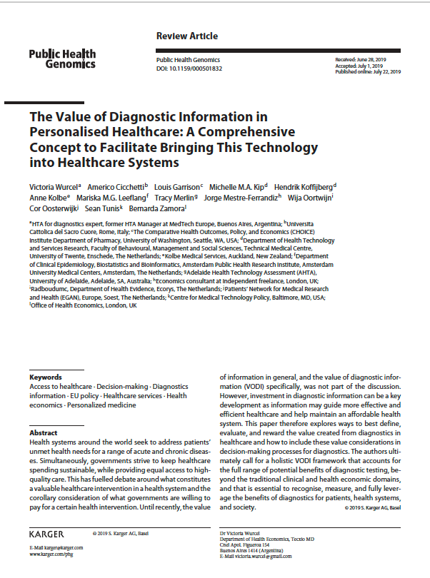 The Value of Diagnostic Information in Personalised Healthcare