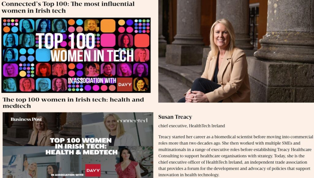 HealthTech Ireland CEO listed in the Business Post’s Connected Top 100: The most influential Irish Women in Tech – in the Health & MedTech category